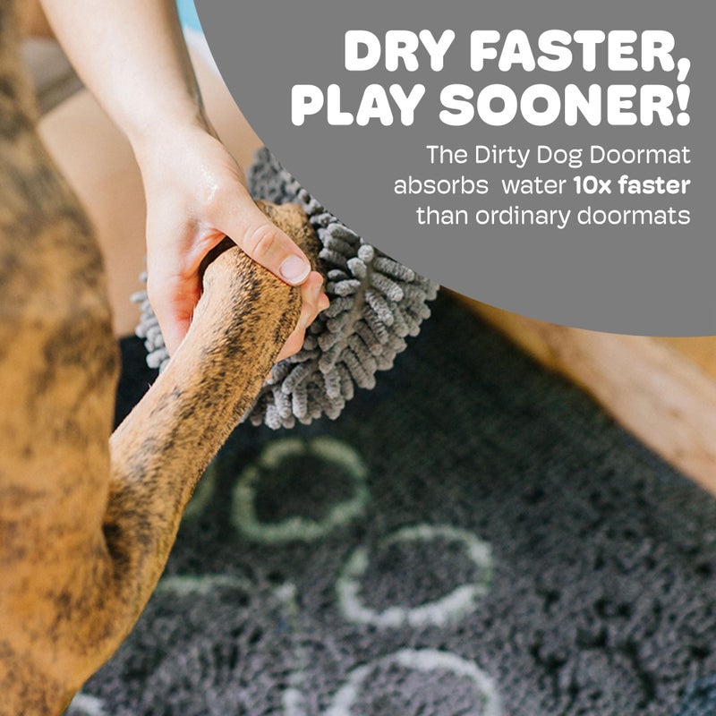 Dog Gone Smart Dirty Dog Doormat - Fast Drying Rug with Super Gripper Backing for Clean Floors - Super Absorbent and Machine Washable Mat for Muddy Paws - Cool Grey - Image 2